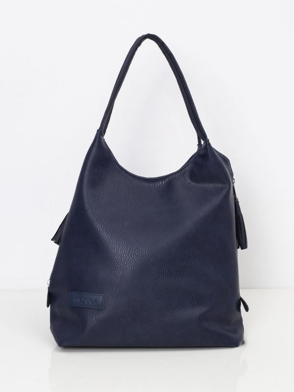 Navy blue faux leather bag