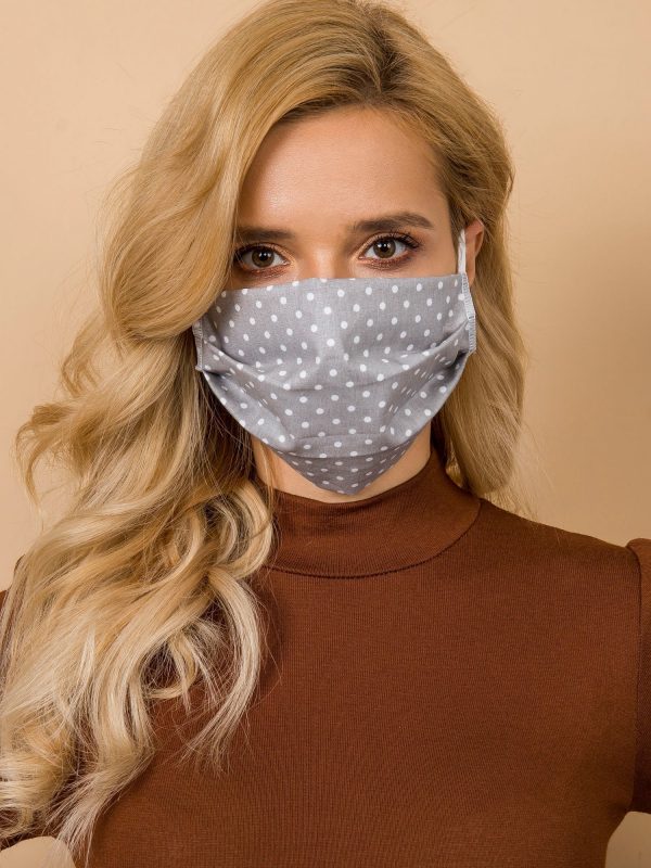 Grey polka dot reusable mask