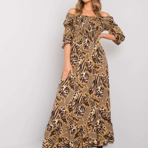 Dark beige dress with Javina prints