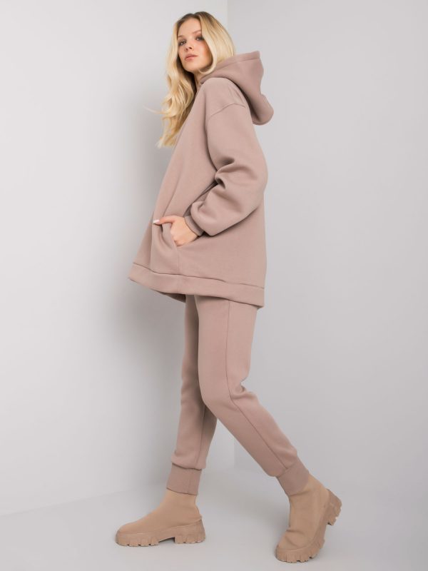 Dark beige two-piece sweatshirt set Lucia