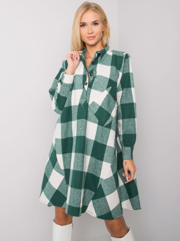 Sovvin's green and white plaid shirt dress