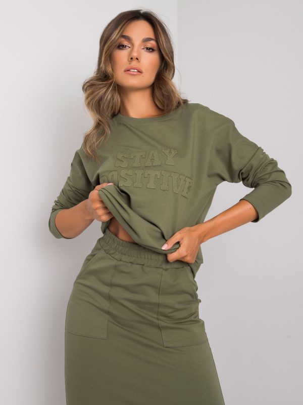 Khaki cotton set with skirt Maite