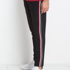 TOMMY LIFE Black men's tracksuits with stripe