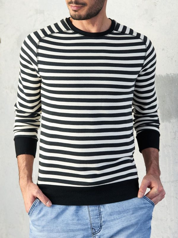 Black striped sweatshirt for men