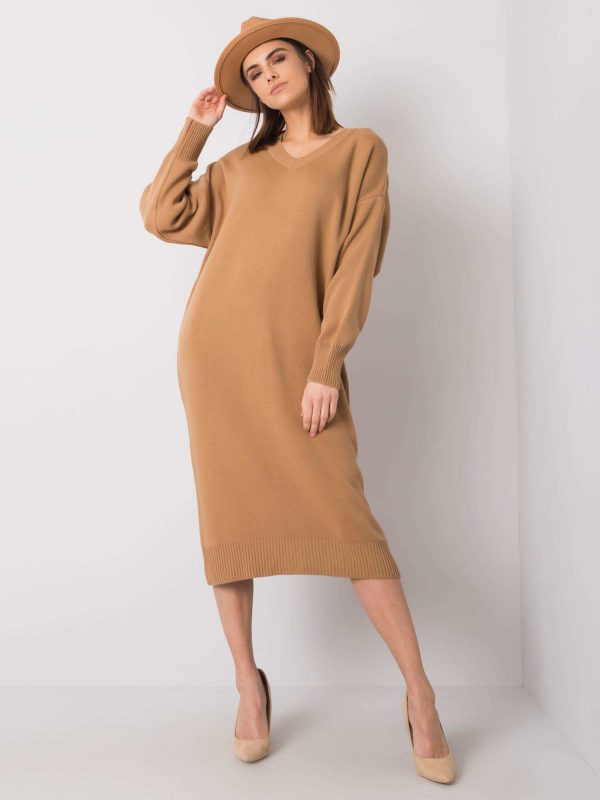 Dark beige knitted dress Amrita RUE PARIS