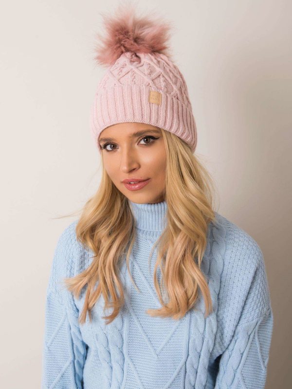 Pale pink hat with pompom RUE PARIS