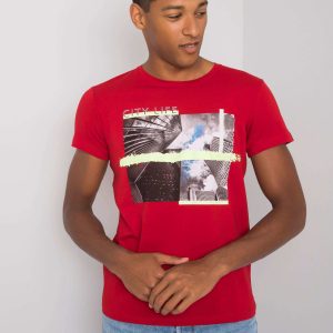 Dark red t-shirt for men with print Deacon