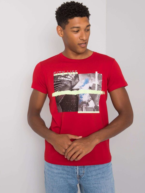 Dark red t-shirt for men with print Deacon