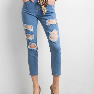 Women's Denim Pants With Holes Blue