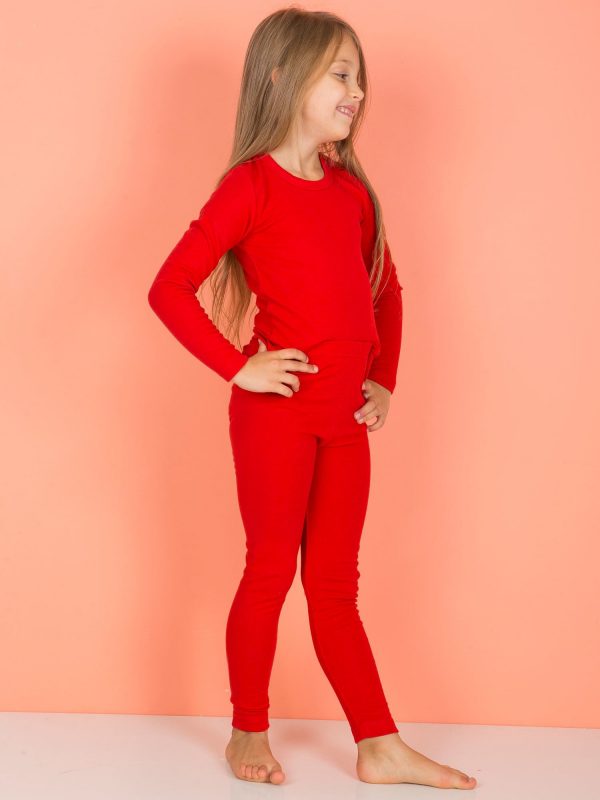 Red Smooth Leggings For Girl