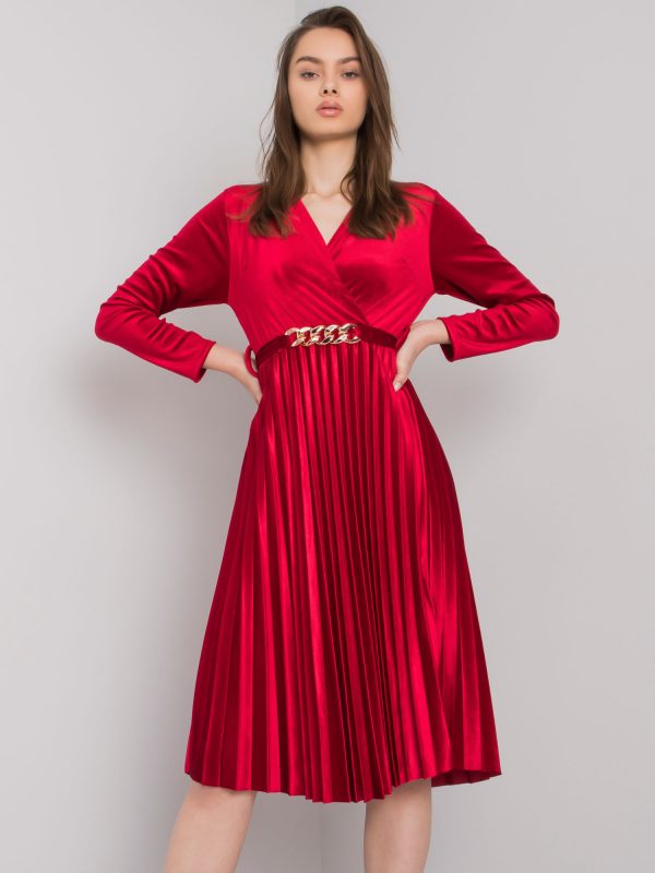 Red velour dress with tie Vernazza