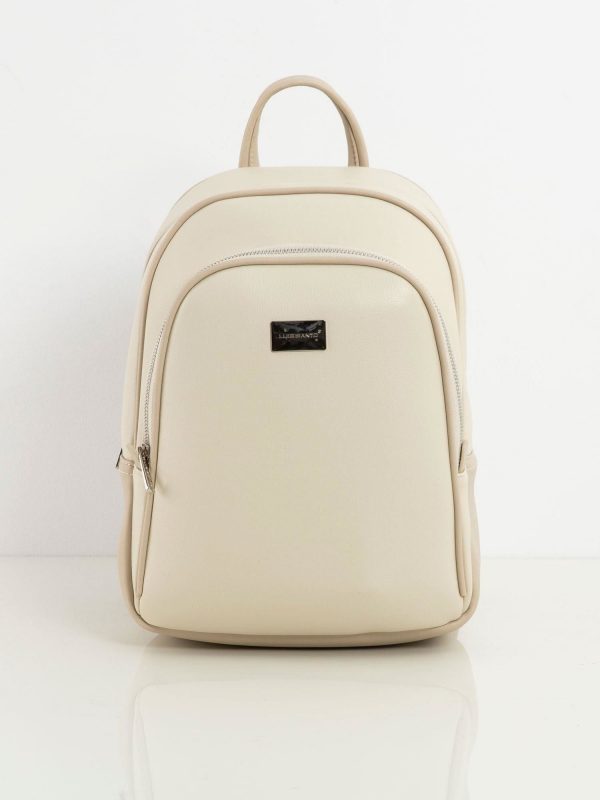 Light Beige Eco Leather Backpack