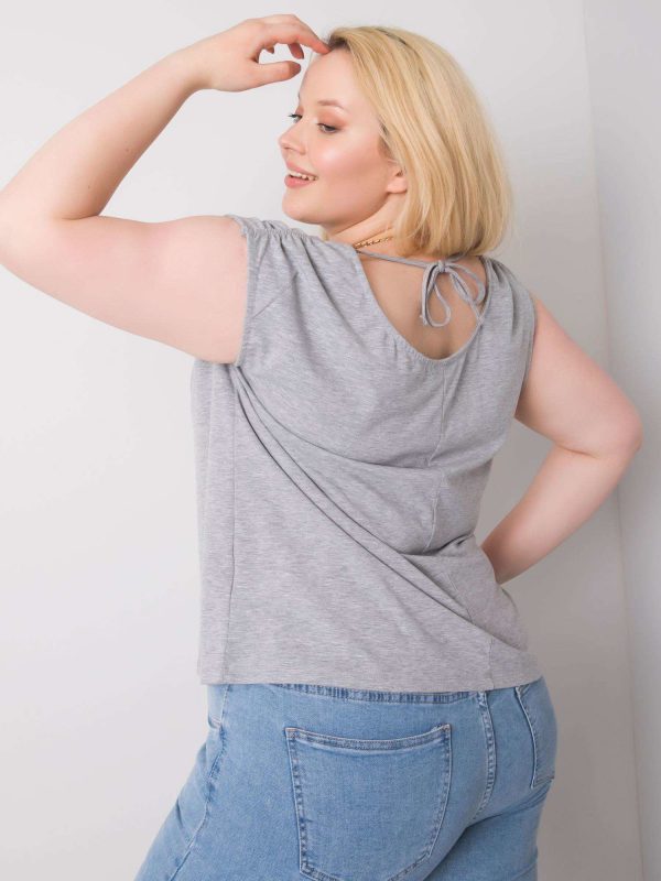 Grey melange blouse plus size Penny