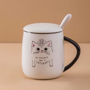 White Cat Printed Mug