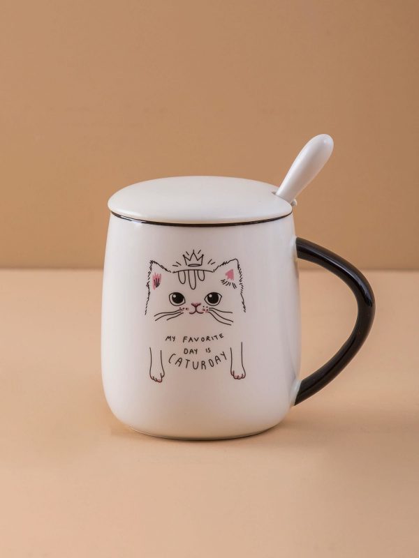 White Cat Printed Mug