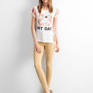 Ecru t-shirt with floral print