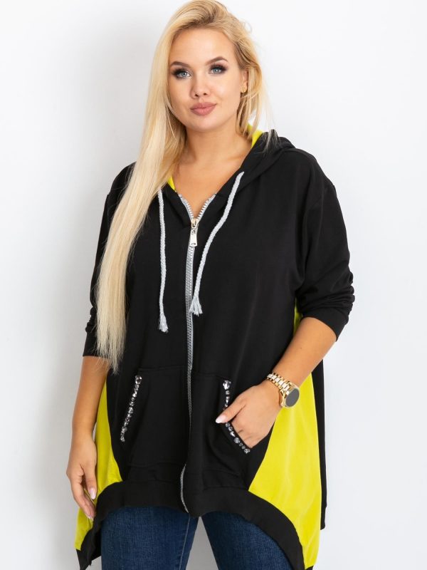 Black and Lime Plus Size Diamond Sweatshirt