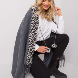 White-gray scarf with fur