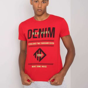 Red Men's T-Shirt with Asher Print