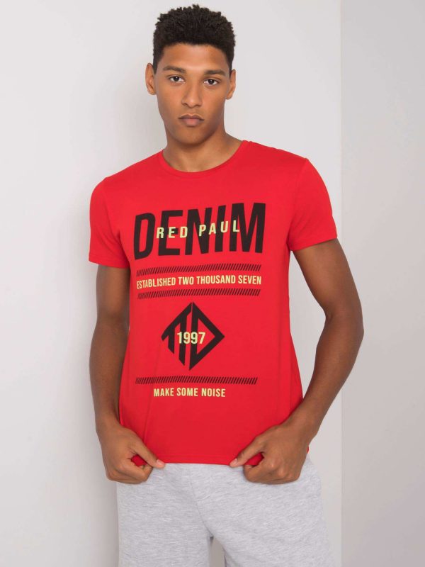 Red Men's T-Shirt with Asher Print