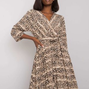 Beige and black dress with prints Fatimah