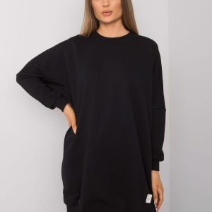 Odile RUE PARIS Black Long Sleeve Sweatshirt Dress