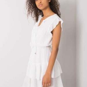 White dress with ruffles Melbina OCH BELLA