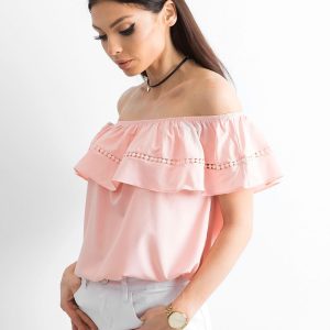 Blouse with Spanish neckline pink