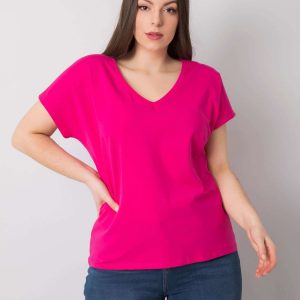 Cassie V-neck plus size fuchsia t-shirt