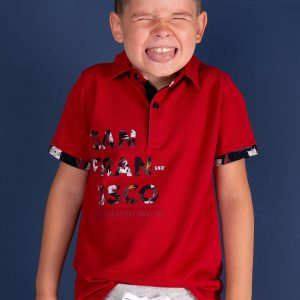 TOMMY LIFE Red Printed Polo Shirt for Boy