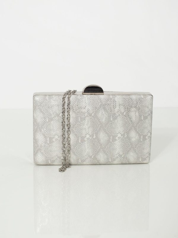 Silver clutch bag with animal motif