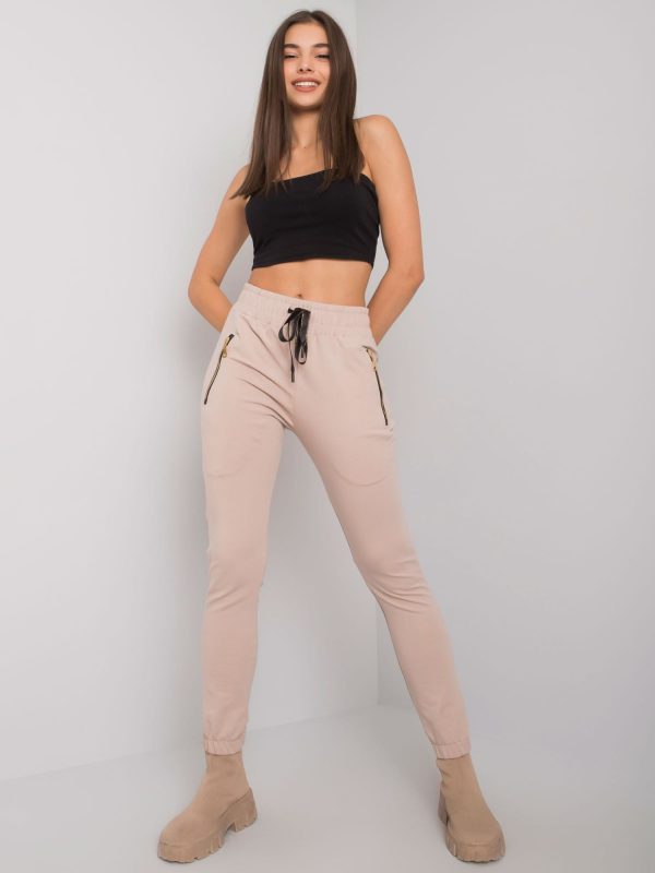 Light beige sweatpants with pockets Shadia