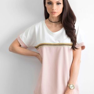 Light pink blouse for women with a neckline on the back