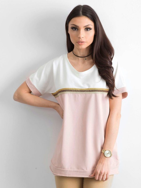 Light pink blouse for women with a neckline on the back