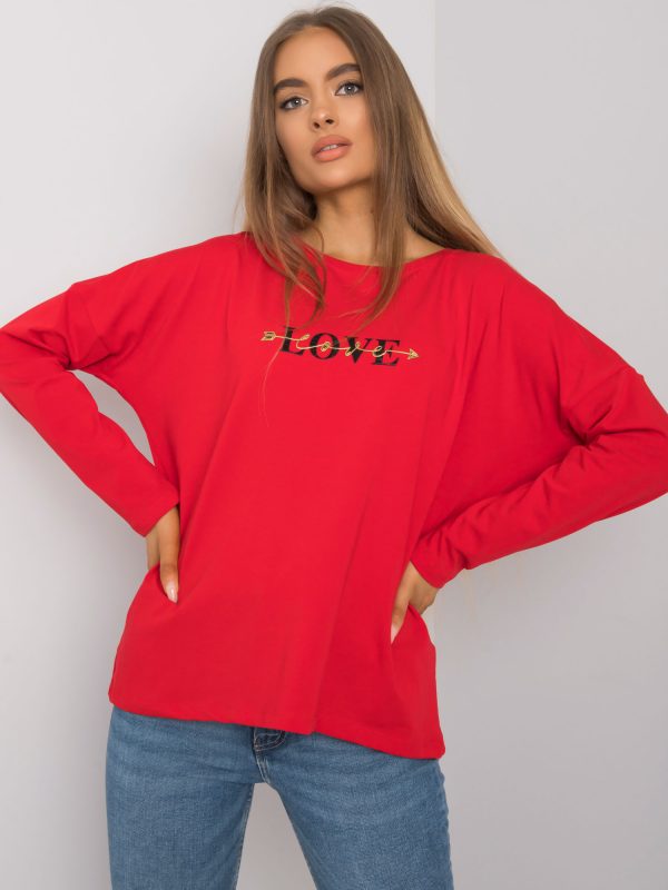 Red Long Sleeve Blouse Rochester RUE PARIS