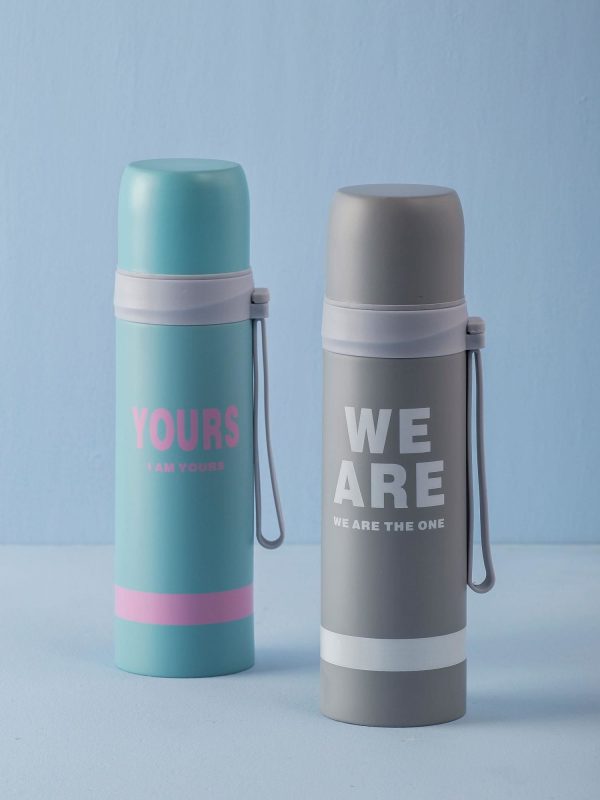 Grey thermos with print