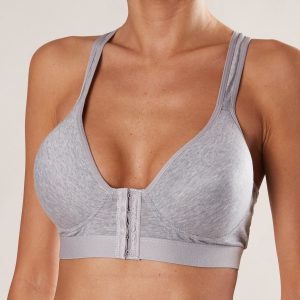 Grey bra fastened at the front