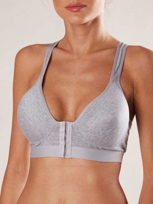 Grey bra fastened at the front