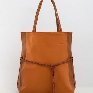 Light brown handbag with binding