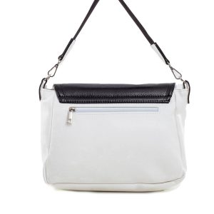 White and black women's handbag with detachable handle