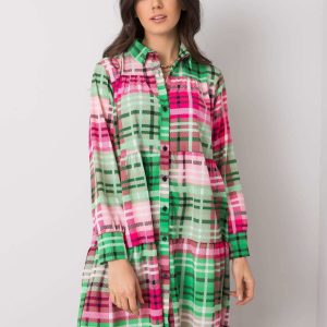 Mackenzie Green and Pink Ruffle Dress