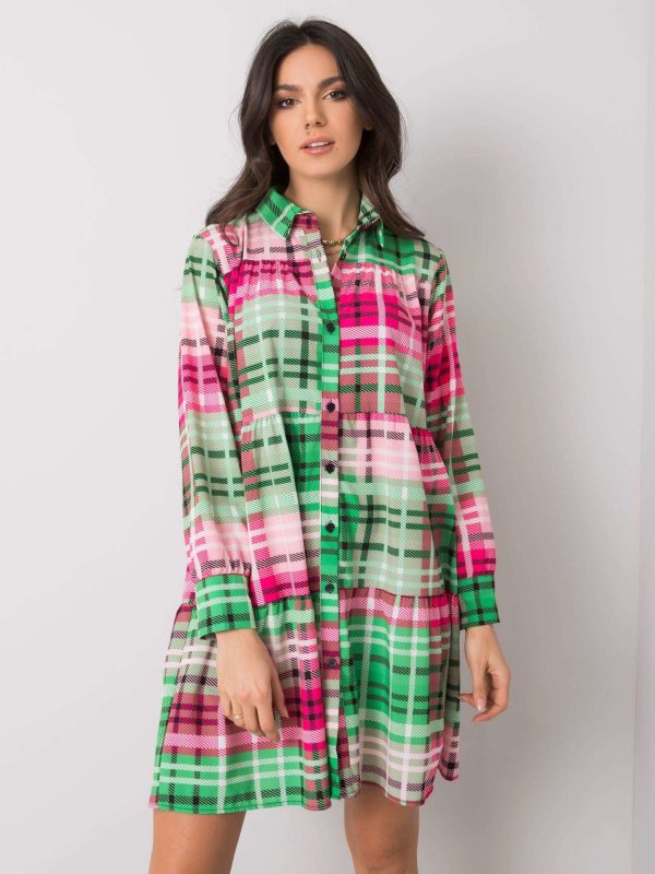 Mackenzie Green and Pink Ruffle Dress