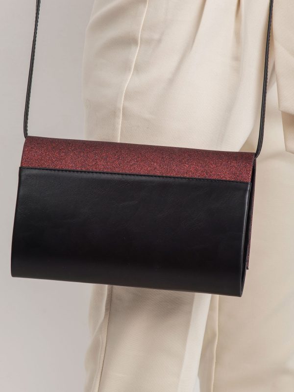 Black and burgundy clutch bag with glitter