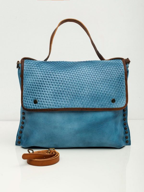 Blue bag with braided flap