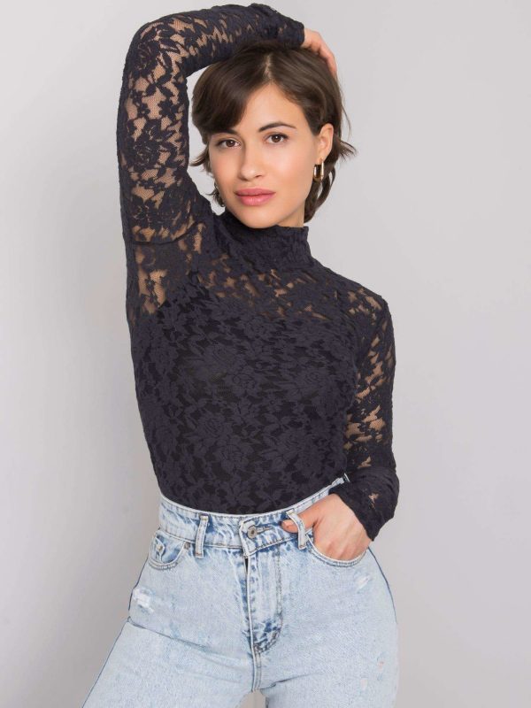 Frieda RUE PARIS black lace blouse