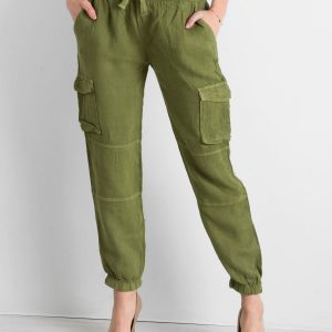 Green linen cargo pants