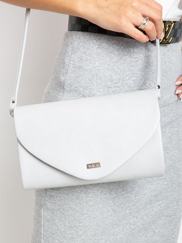 Light gray eco-leather clutch bag