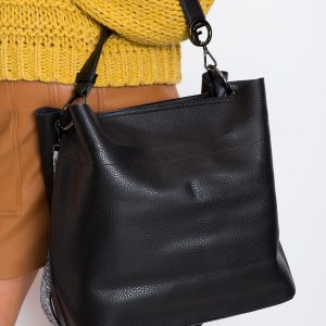 Black eco leather shopper