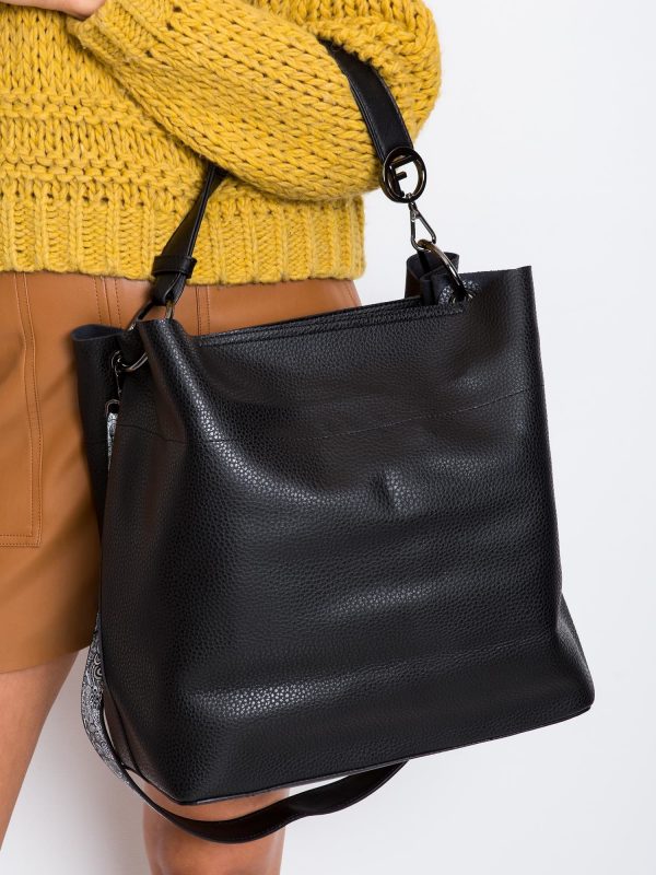 Black eco leather shopper