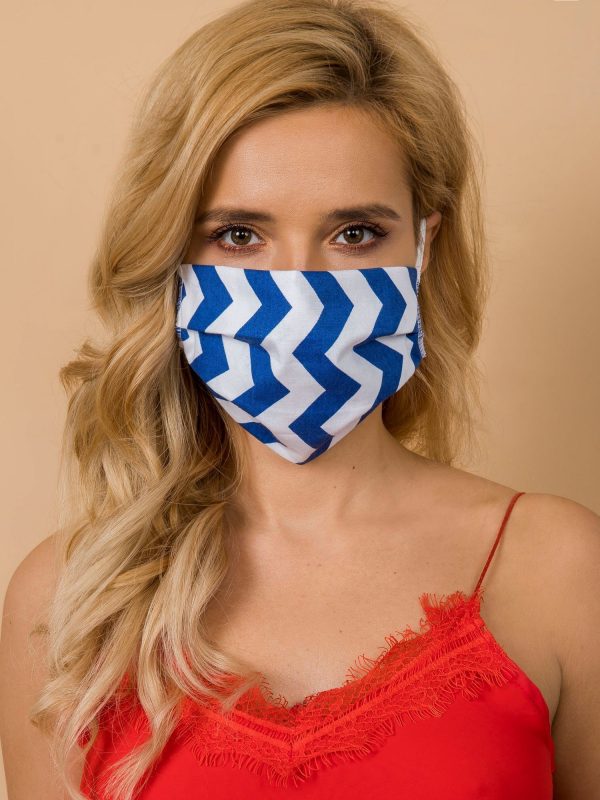 White-navy blue reuse protective mask